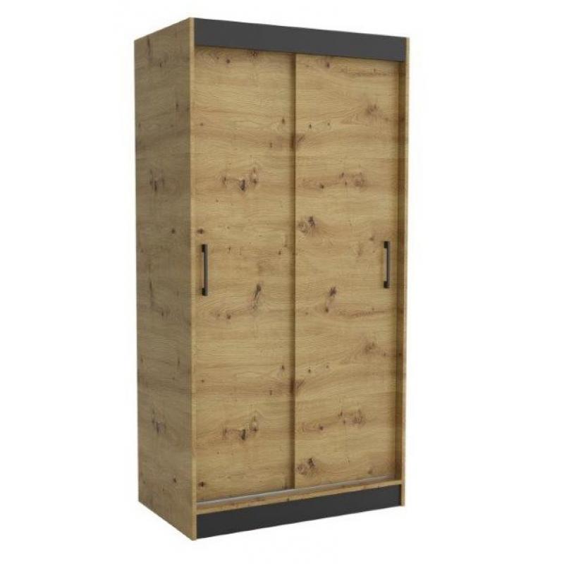 Szafa przesuwna 100 cm dwudrzwiowa dąb artisan MLW