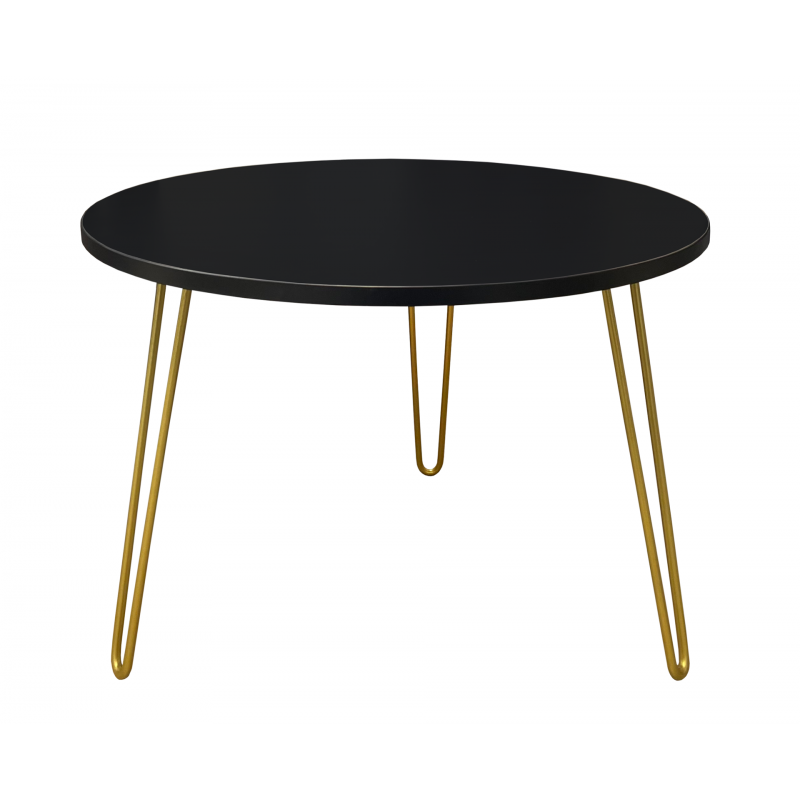 Ława stolik okrągły czarny + złote metalowe nogi loft Vaio