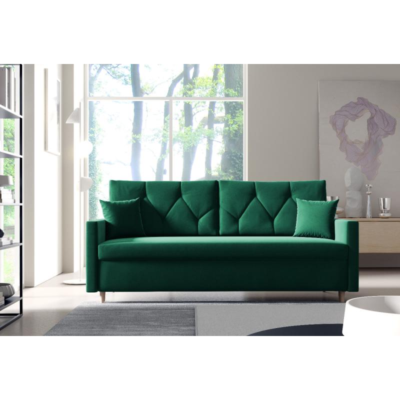 Kanapa 217 cm sofa funkcja spania zielona GM