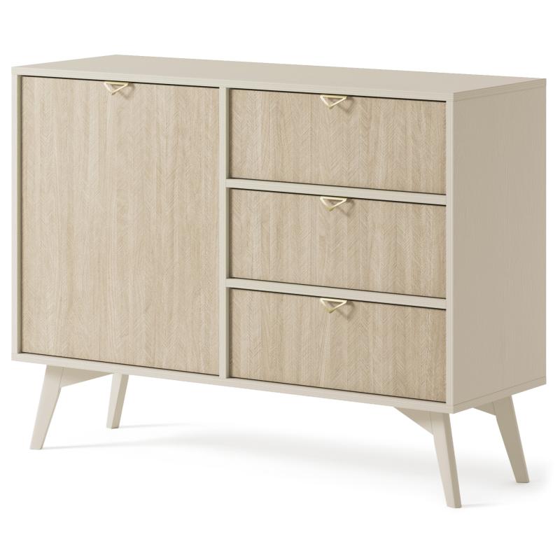 Komoda 3 szuflady 106 cm beż + jodełka scandi FOR