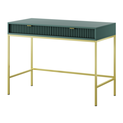 Toaletka 104 cm ZIELONA z szufladą ZŁOTE nogi NOV