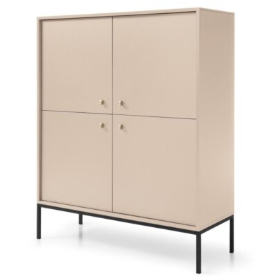 Komoda 104 cm beżowa nowoczesna metalowe nogi MON