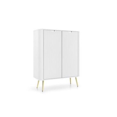 Komoda biała 103 cm elegancka wysoka złote nogi ZOV