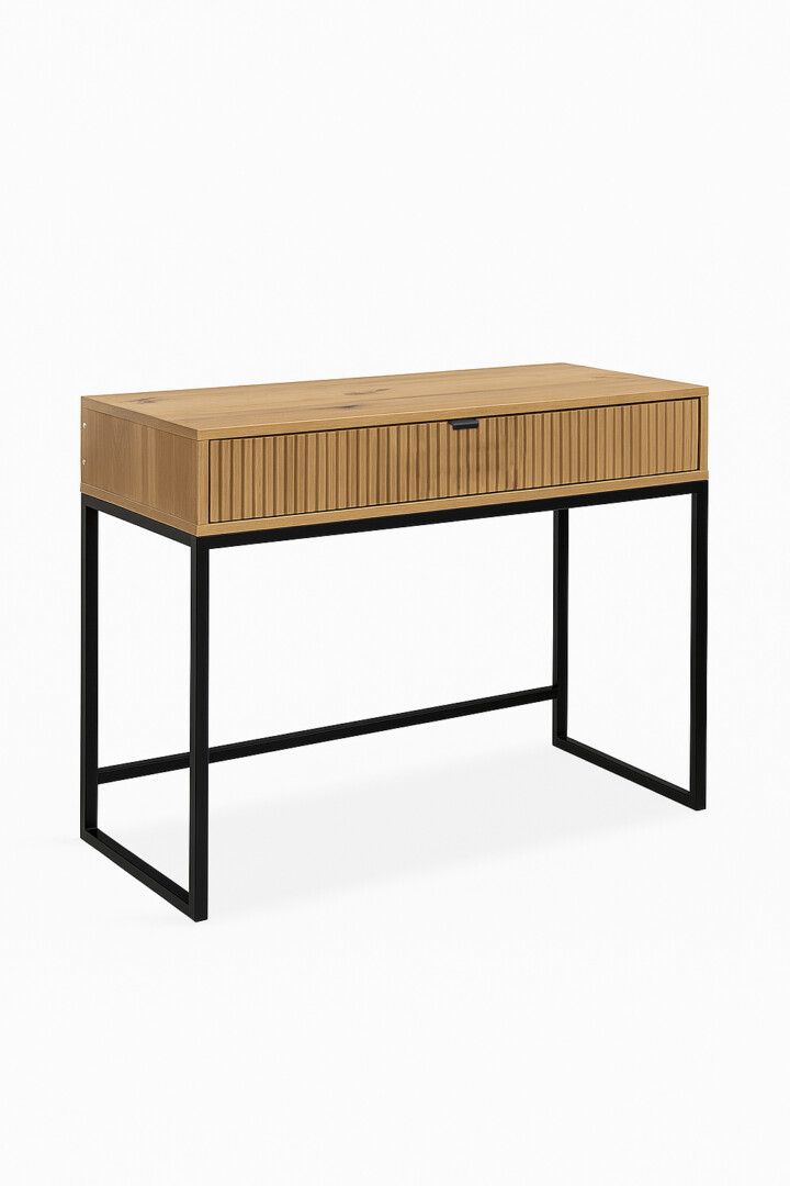 Toaletka Bella 92 cm ryflowana (dąb artisan + czarne nogi)