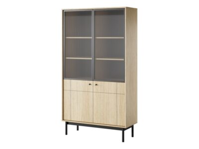 Witryna wysoka dwudrzwiowa nowoczesna 104 cm dąb linea JAPANDI