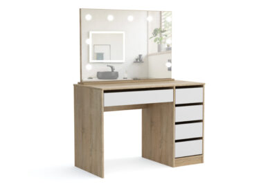 Toaletka Maks 120 cm  dąb sonoma + biały z lustrem