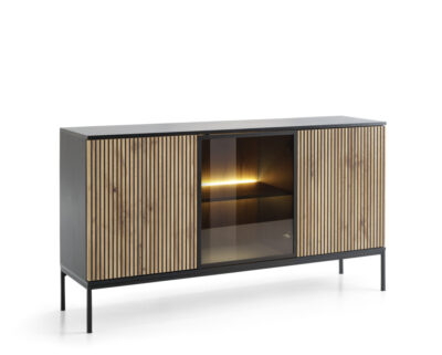 Komoda 154 cm LED loft czarna dąb wotan Sento