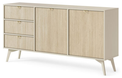 Komoda 3 szuflady 158 drzwiczki beż + jodełka scandi FOR