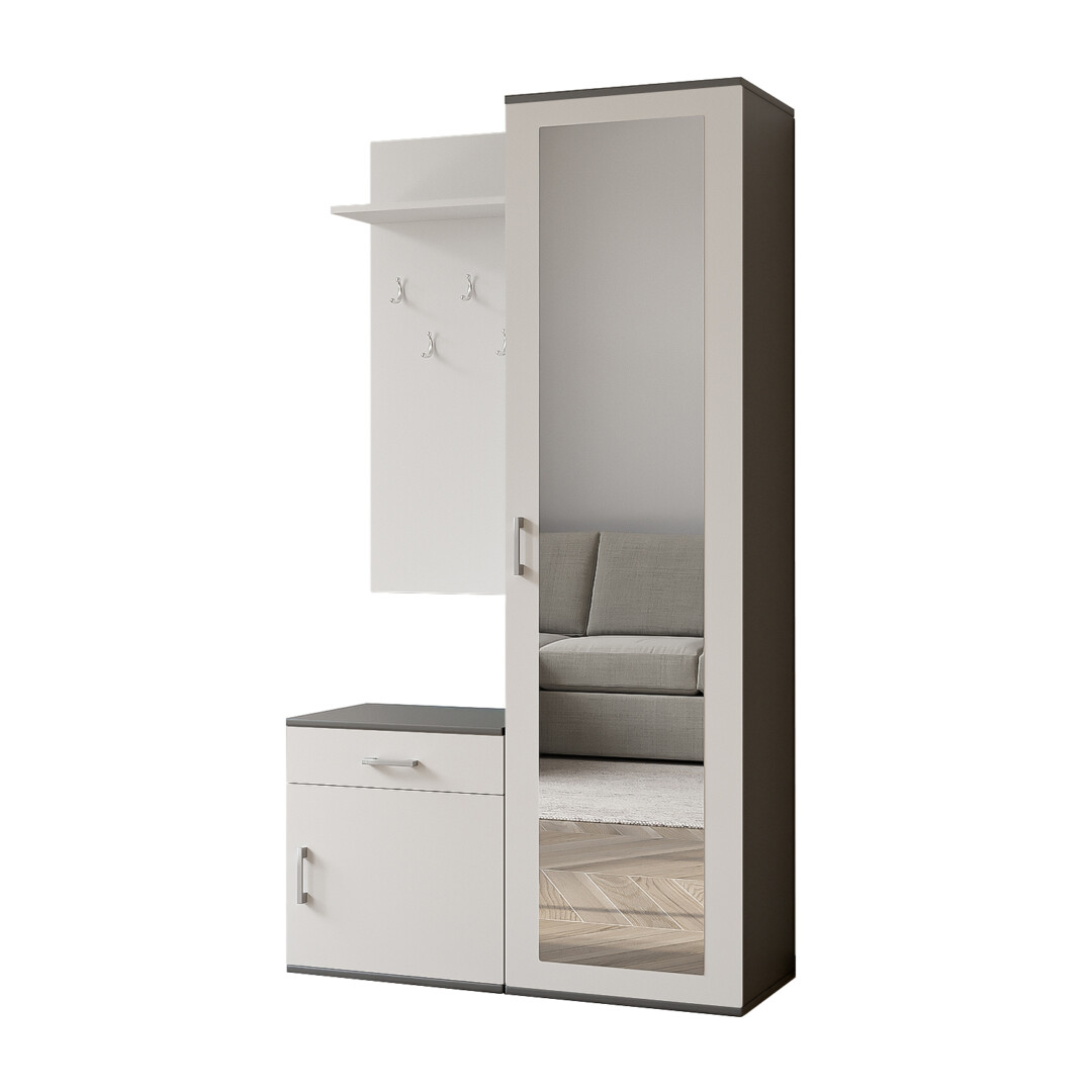 Garderoba 100 cm Paula (szara + biała)