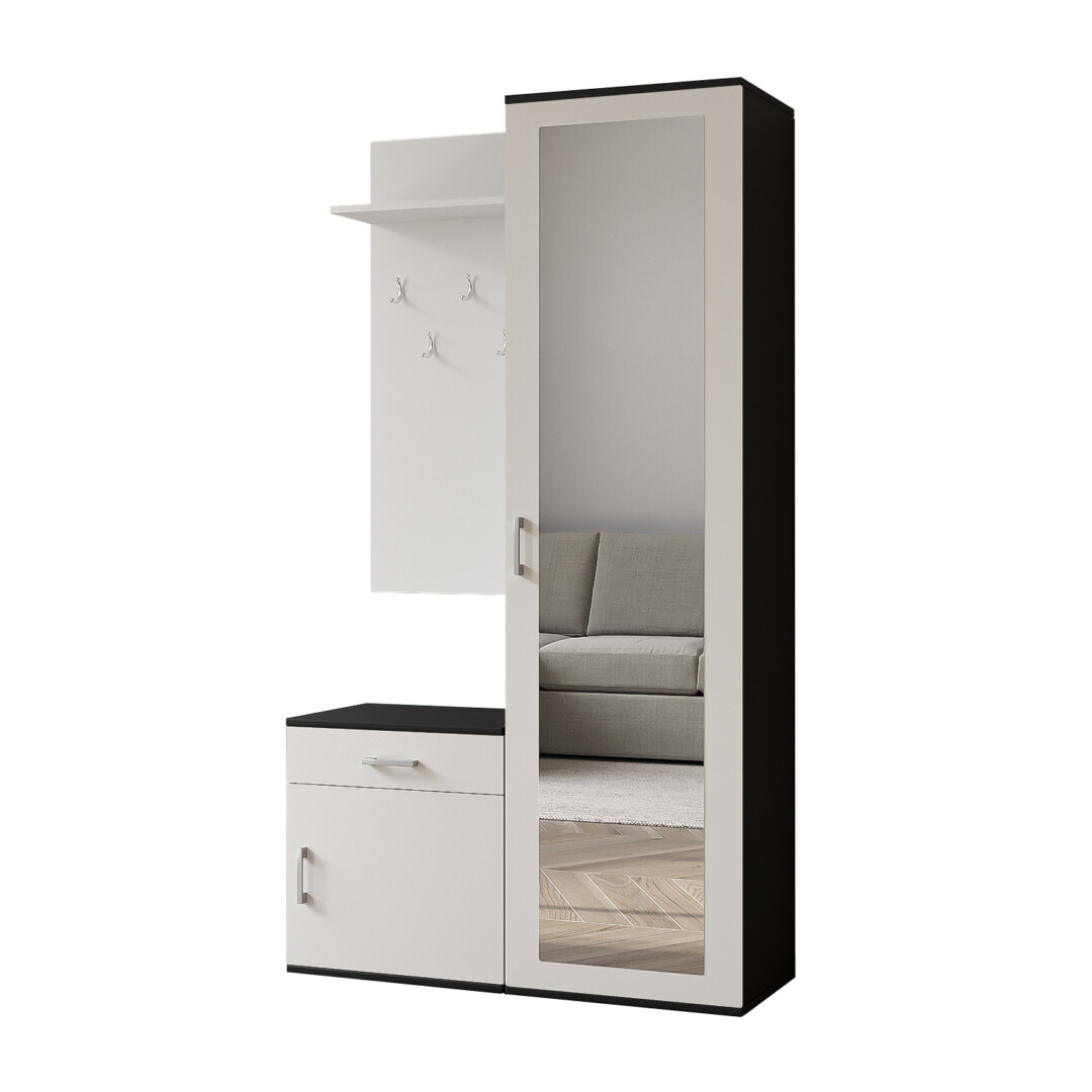 Garderoba 100 cm Paula (czarna + biały)