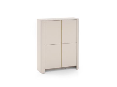 Komoda wysoka 103 cm 4 drzwi kaszmir złote wstawki Bari