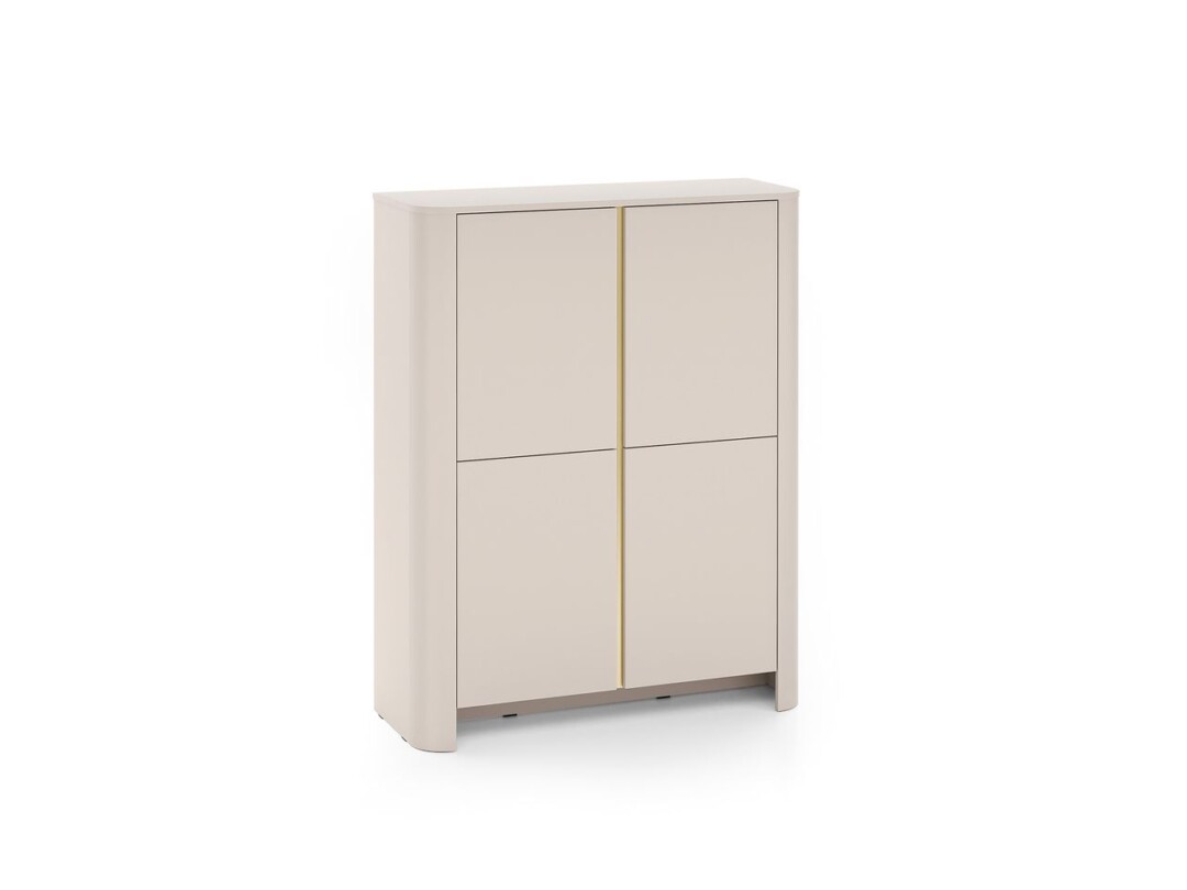 Komoda wysoka 103 cm 4 drzwi kaszmir złote wstawki Bari