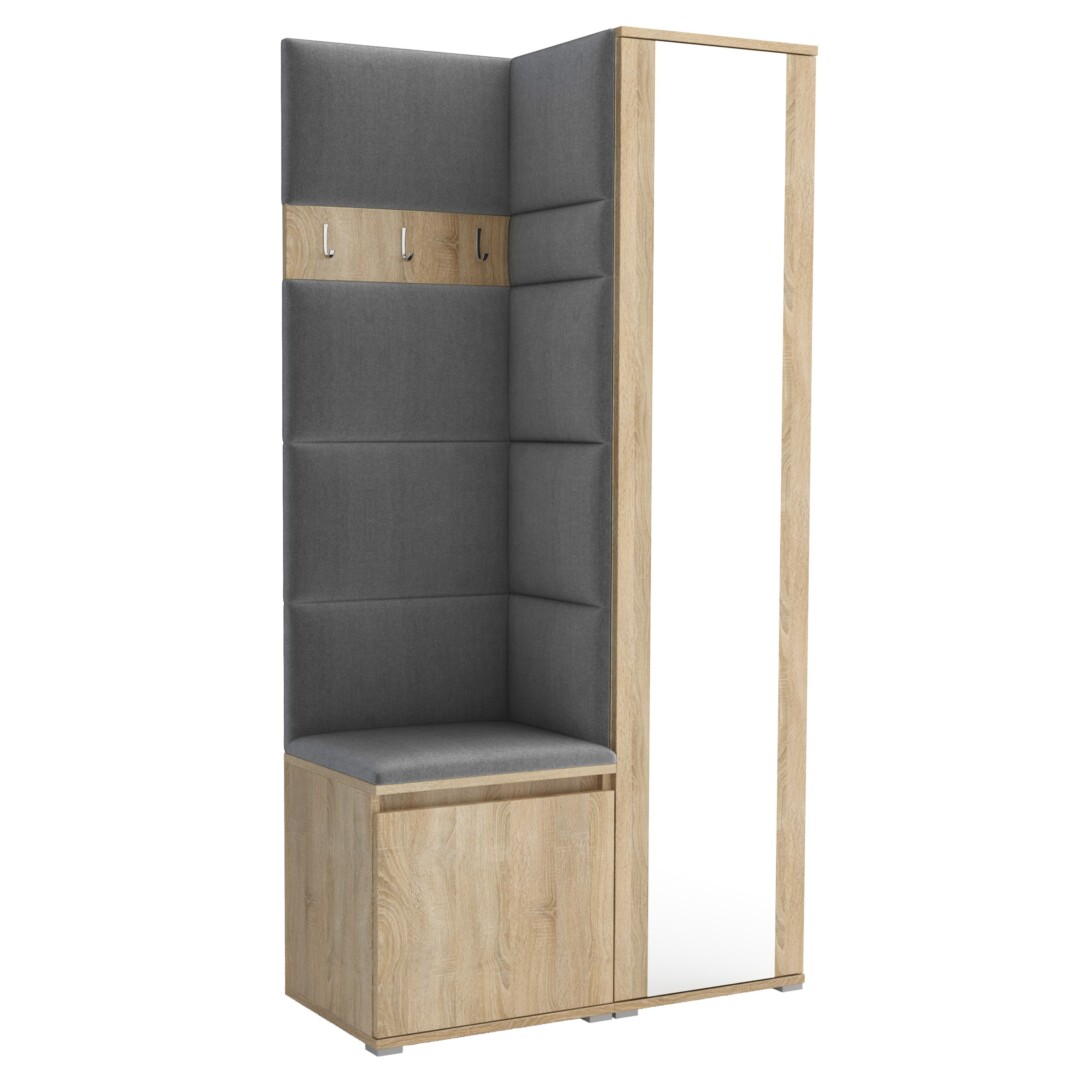 Garderoba do przedpokoju 95 cm lustro dąb sonoma Luton VI