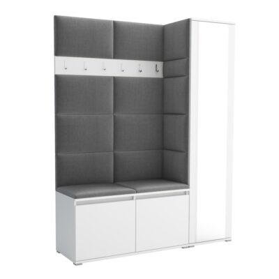 Garderoba do przedpokoju 145 cm lustro biała Luton VII