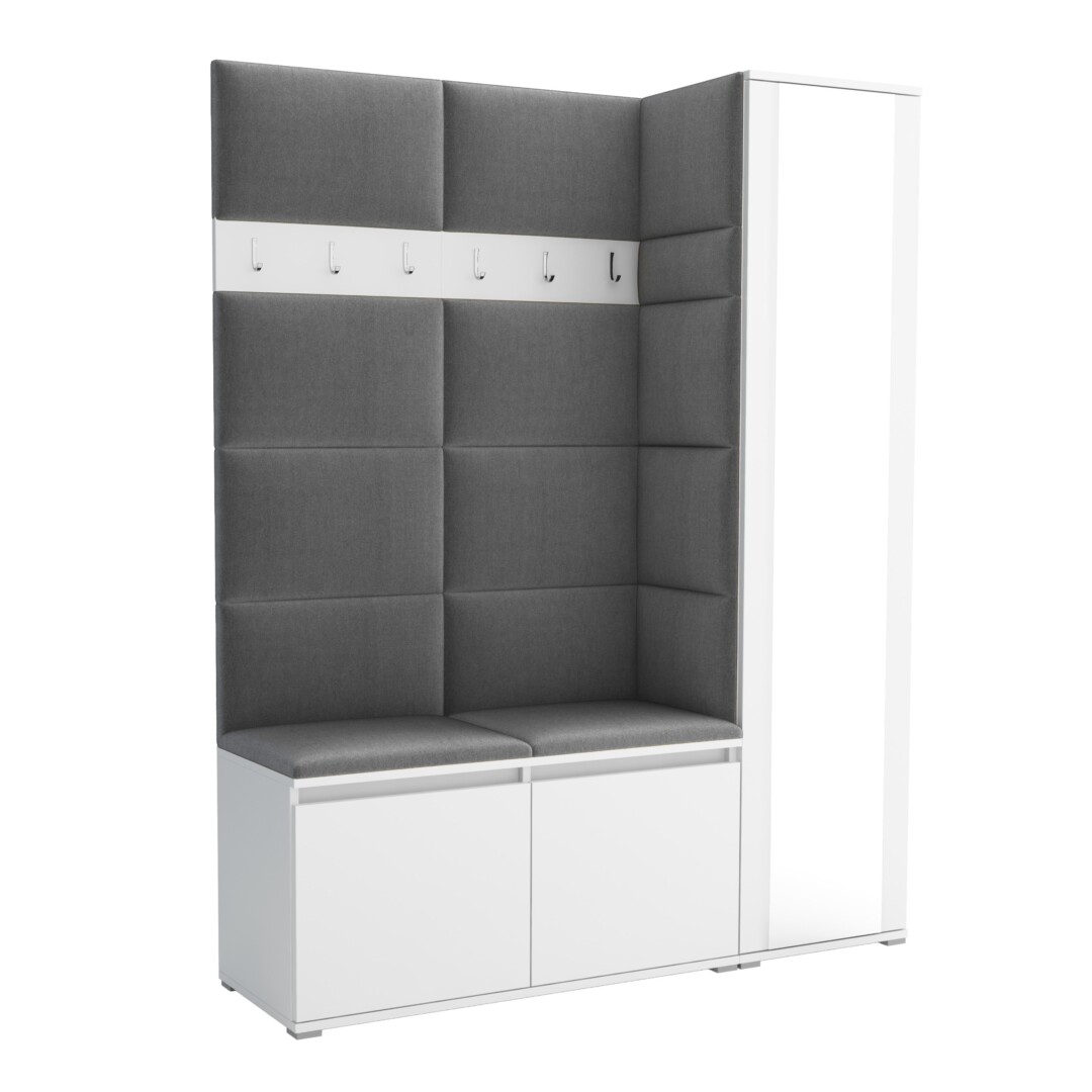 Garderoba do przedpokoju 145 cm lustro biała Luton VII