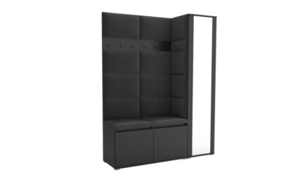 Garderoba do przedpokoju 145 cm lustro czarna Luton VII