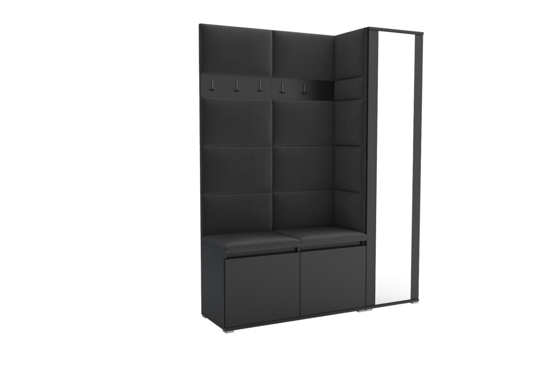 Garderoba do przedpokoju 145 cm lustro czarna Luton VII