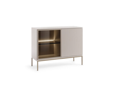 Komoda 104 cm kaszmir + złote nogi LED Sento