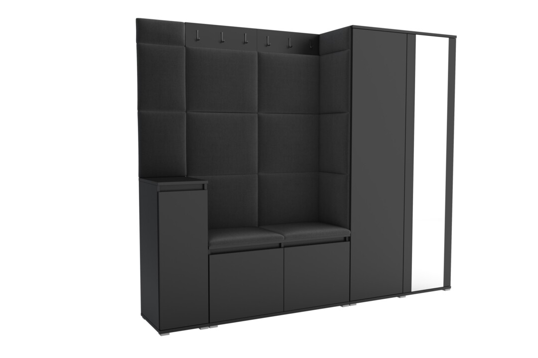 Garderoba do przedpokoju 220 cm lustro czarna Luton VIII