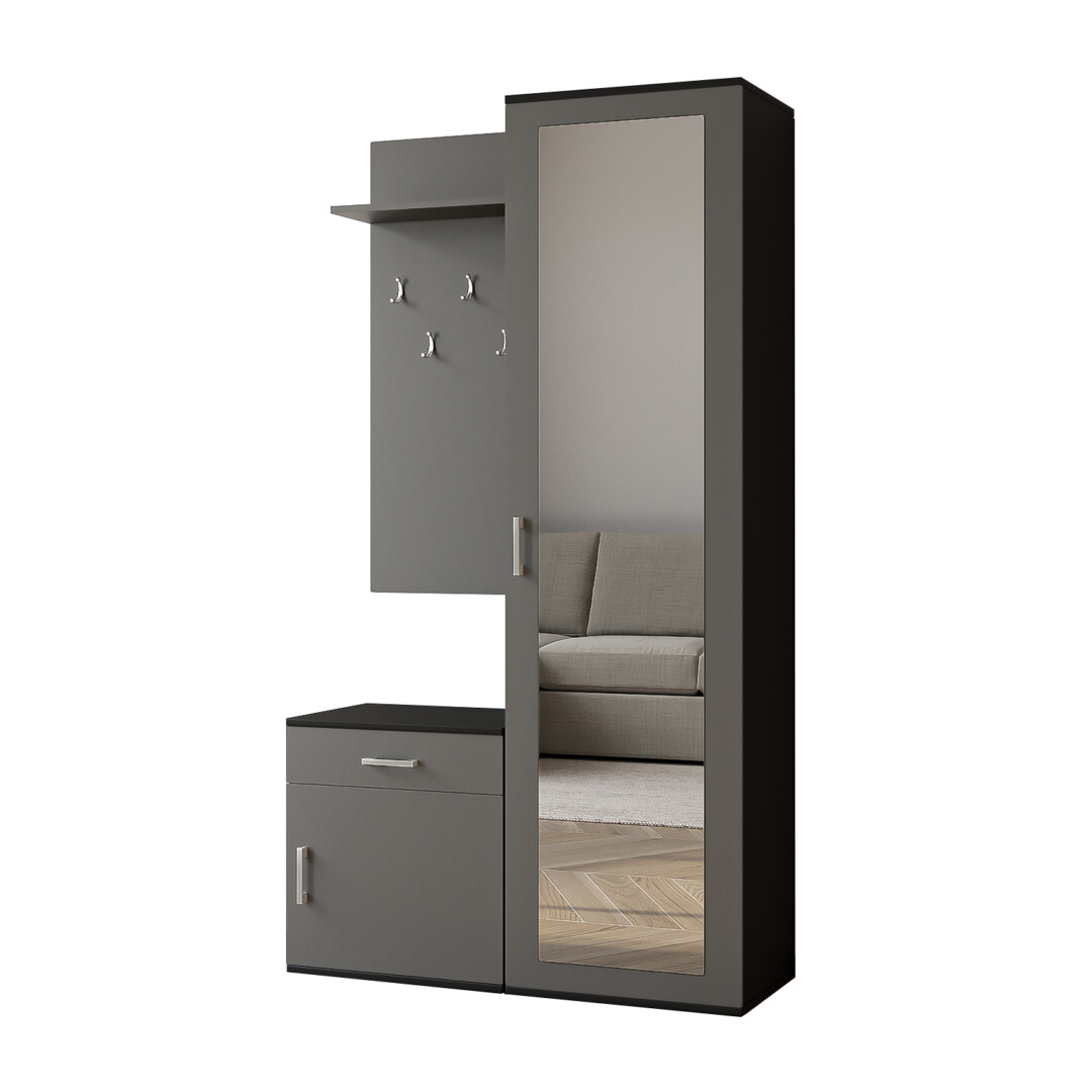 Garderoba 100 cm Paula (czarna + szary)