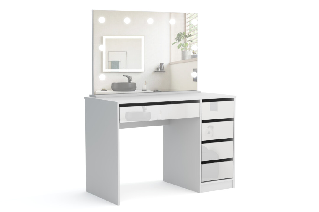 Toaletka Maks z lustrem (biały połysk)