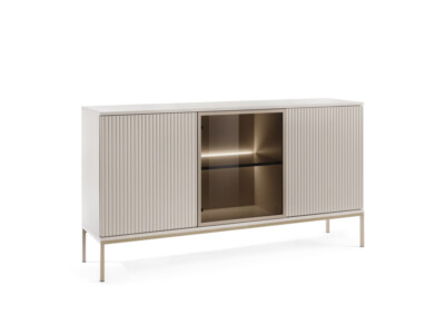 Komoda 154 cm LED kaszmir + złote nogi Sento
