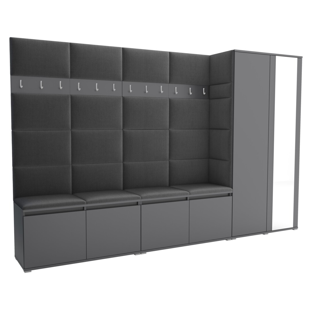 Garderoba do przedpokoju 290 cm lustro grafit Luton V
