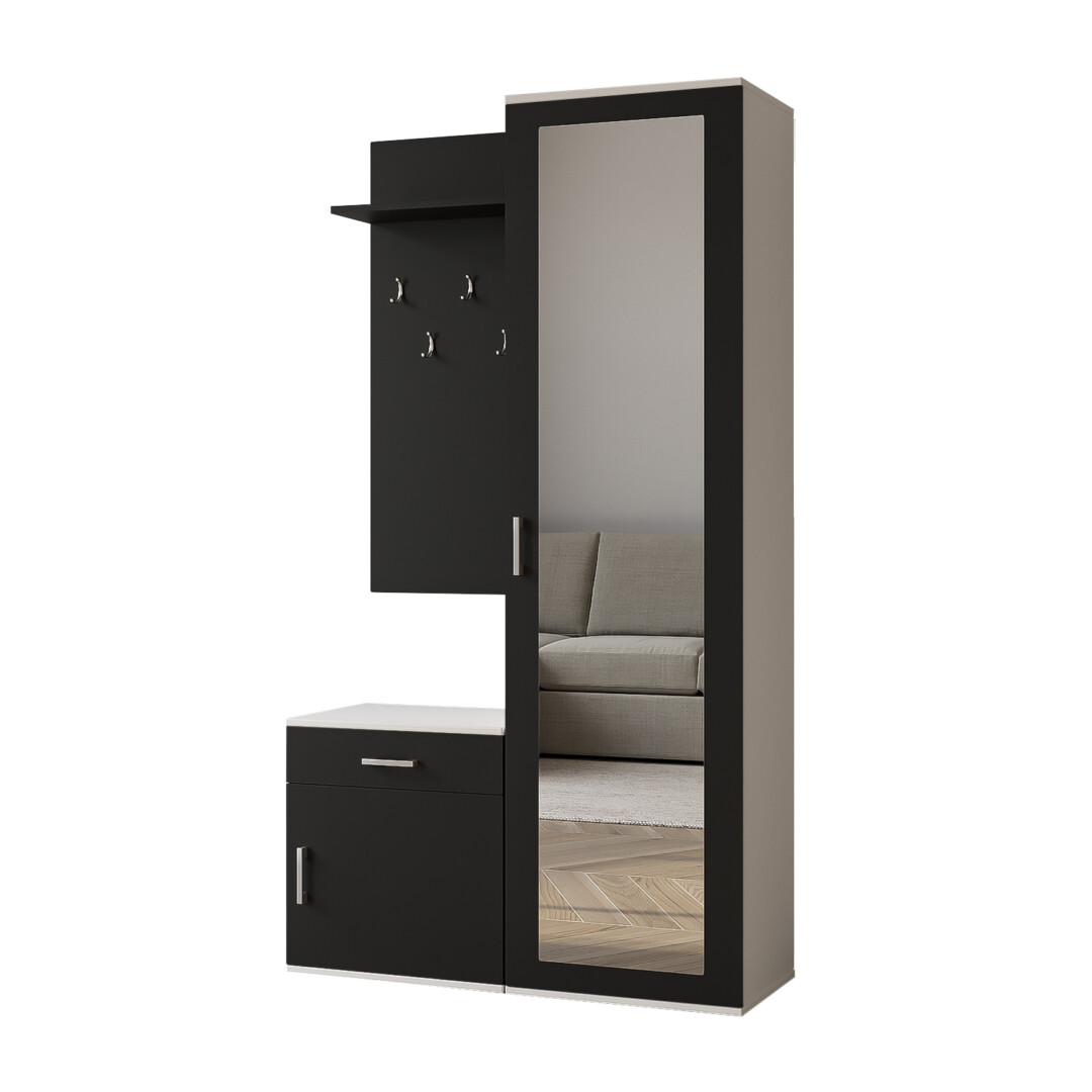 Garderoba 100 cm Paula (biała + czarny)