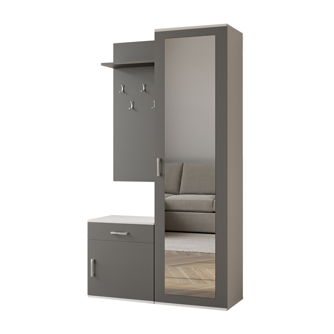 Garderoba 100 cm Paula (biała + szary)