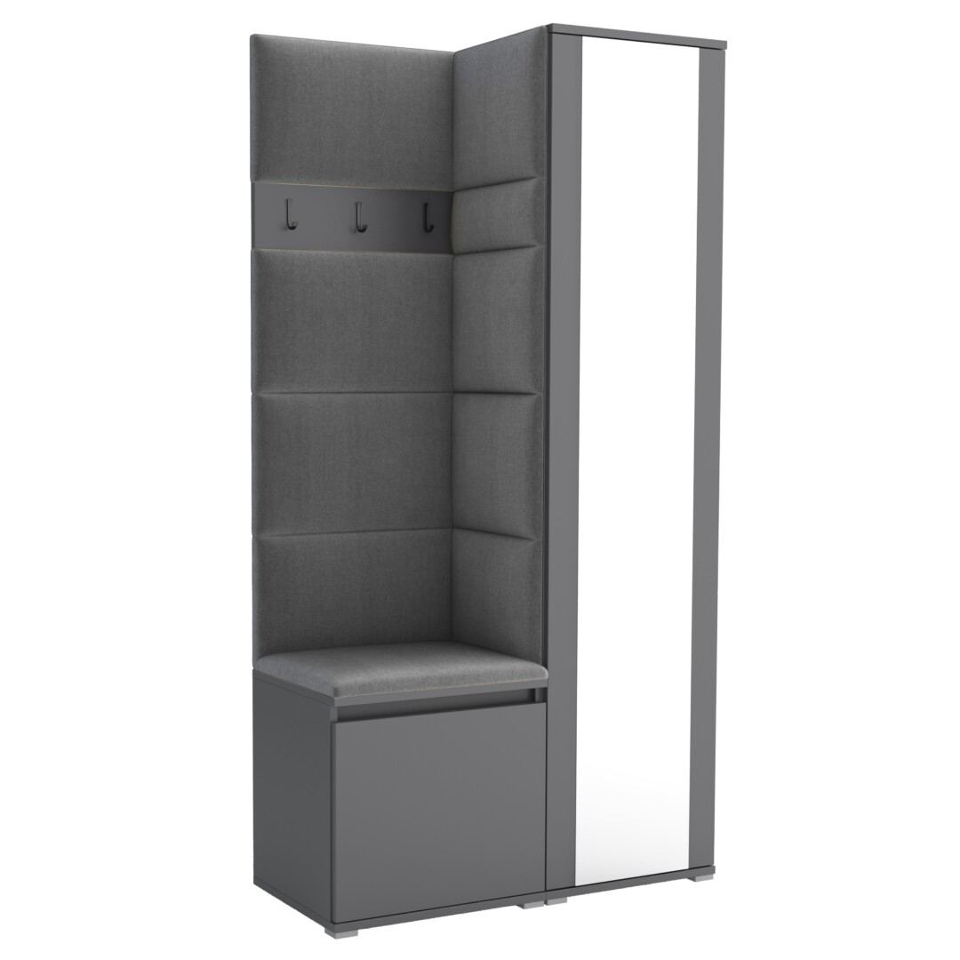 Garderoba do przedpokoju 95 cm lustro grafit Luton VI