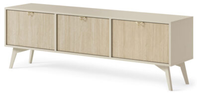 Stolik szafka RTV 158 cm 3 drzwi beż + jodełka scandi FOR