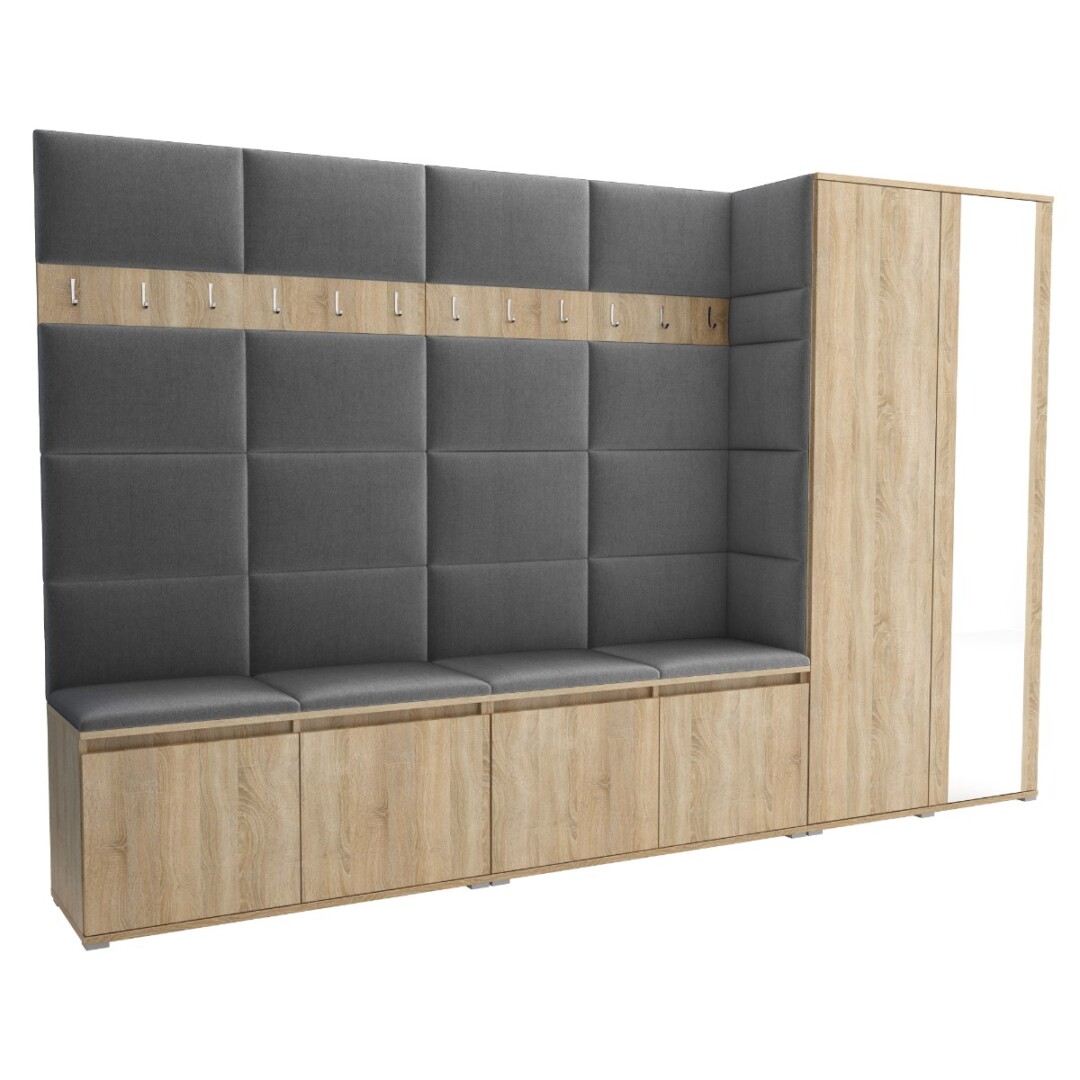 Garderoba do przedpokoju 290 cm lustro dąb sonoma Luton V