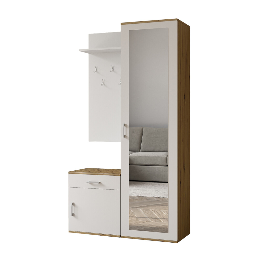 Garderoba 100 cm Paula (dąb artisan + biały)