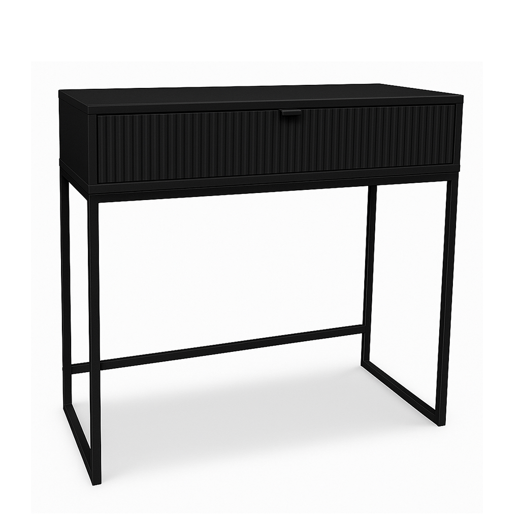 Toaletka Bella 92 cm ryflowana (czarna + czarne nogi + czarny uchwyt)