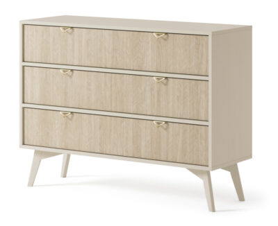 Komoda beżowa 106 cm 3 szuflady jodełka scandi FOR