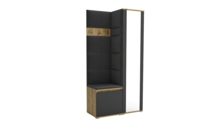 Garderoba do przedpokoju 95 cm lustro dąb artisan + czarny Luton VI