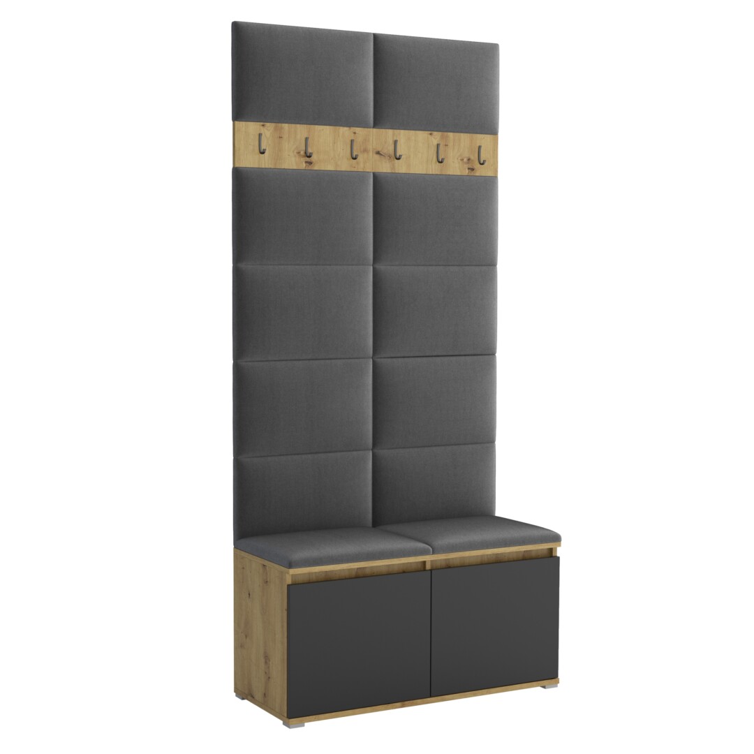 Garderoba do przedpokoju 100 cm dąb artisan + czarny Luton I