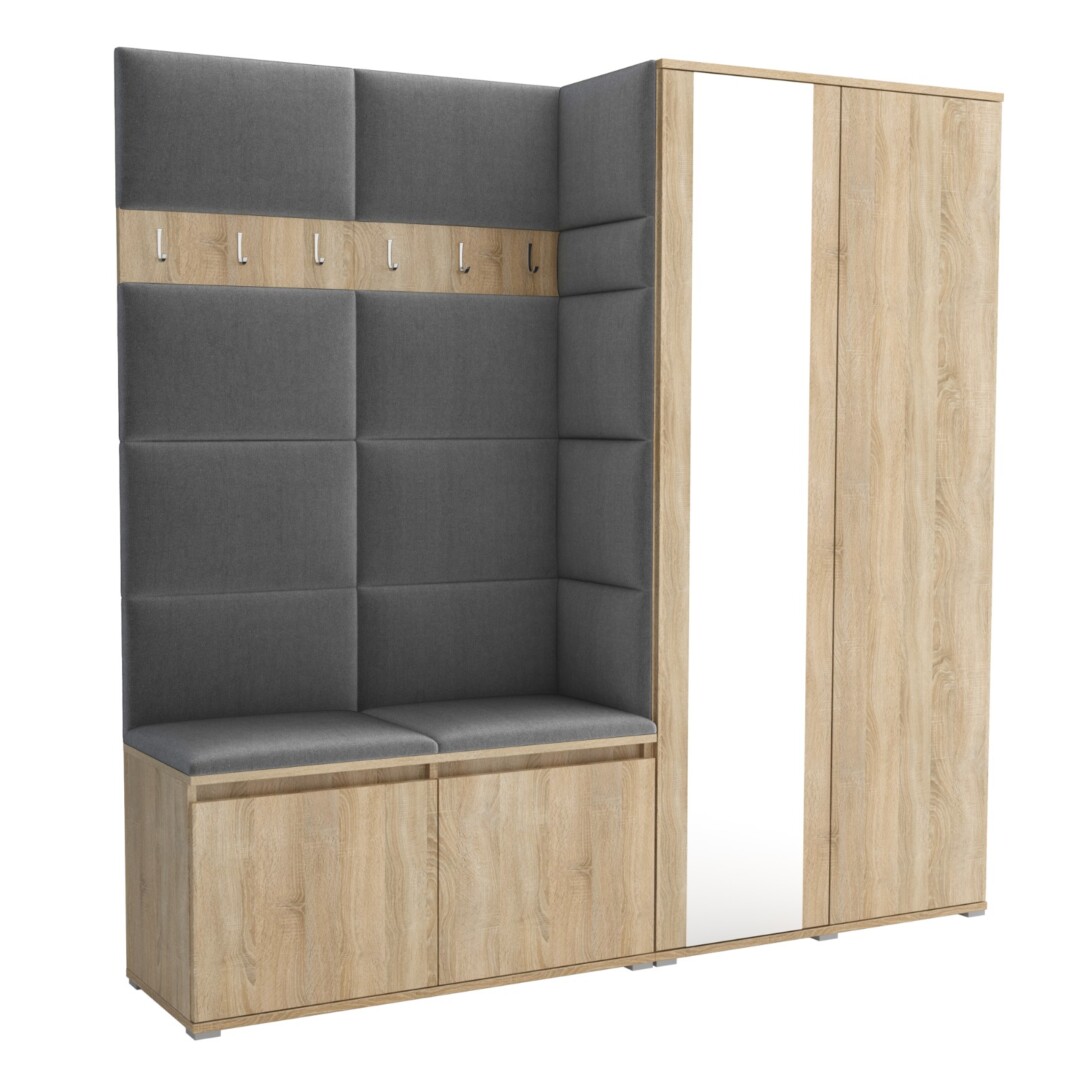 Garderoba do przedpokoju 190 cm lustro dąb sonoma Luton IV