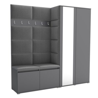 Garderoba do przedpokoju 190 cm lustro grafit Luton IV