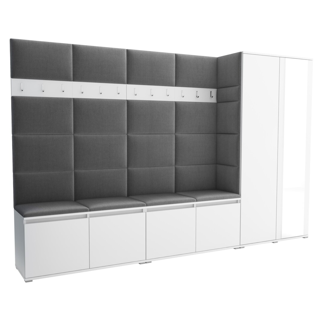 Garderoba do przedpokoju 290 cm lustro biała Luton V