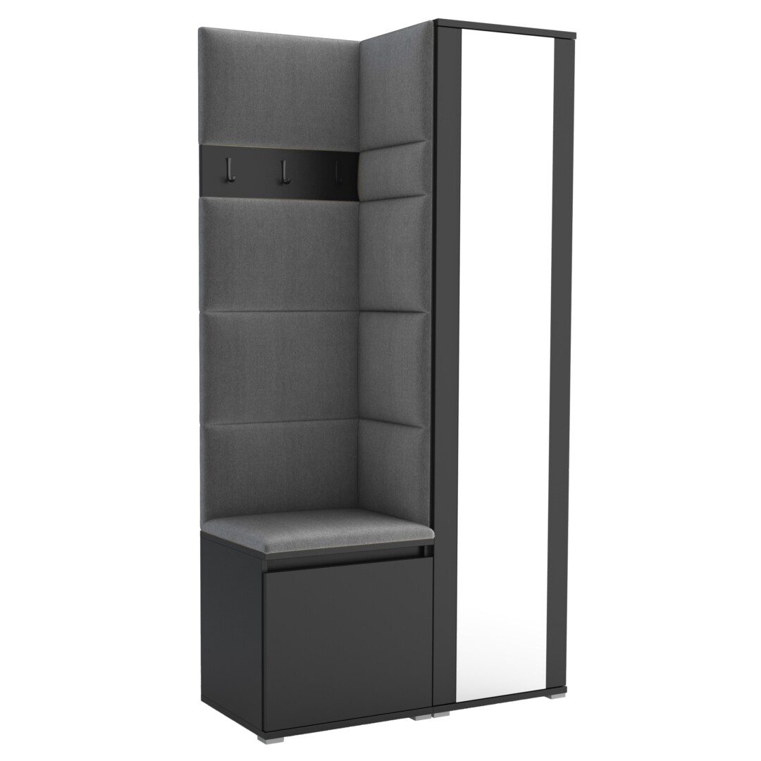 Garderoba do przedpokoju 95 cm lustro czarna Luton VI