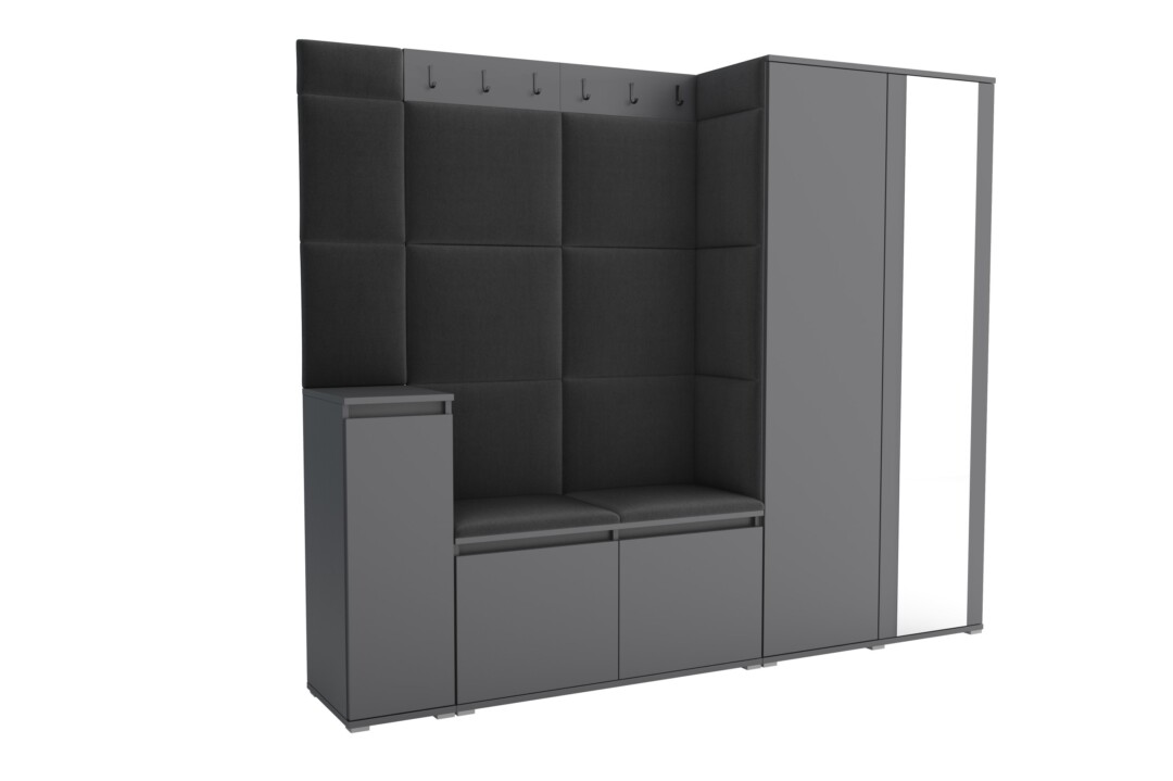 Garderoba do przedpokoju 220 cm lustro grafit Luton VIII