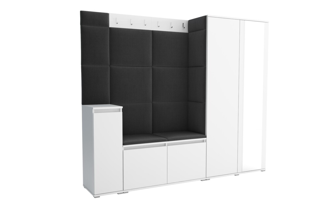 Garderoba do przedpokoju 220 cm lustro biała Luton VIII