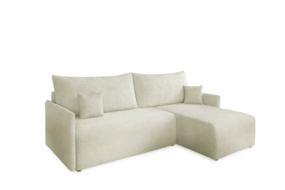Narożnik rozkładany beżowy 212 x 145 cm plusz boucle baranek Valencia GM