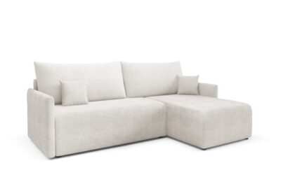 Narożnik rozkładany 212 x 145 cm plusz boucle biały baranek Valencia GM