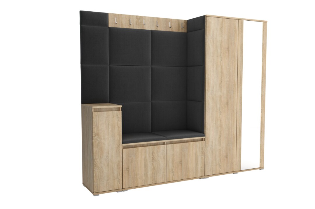 Garderoba do przedpokoju 220 cm lustro dąb sonoma Luton VIII