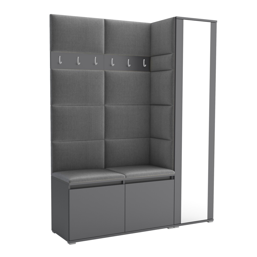 Garderoba do przedpokoju 145 cm lustro grafit Luton VII