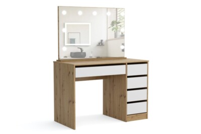 Toaletka Maks 120 cm dąb artisan + czarny lustrem