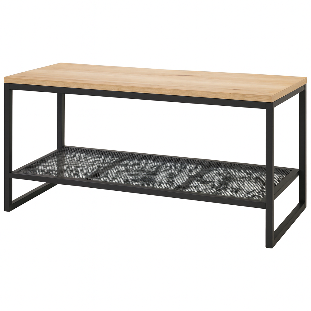 Szafka RTV 92 cm (dąb artisan z półką + czarne nogi)