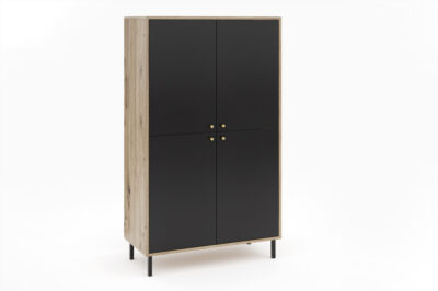 Komoda wysoka 83 cm dąb artisan + czarny mat MOK-2
